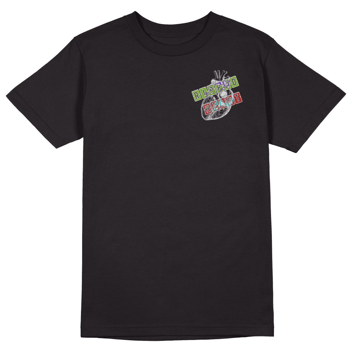 Ripped Heart T-shirt - Jet Blackk