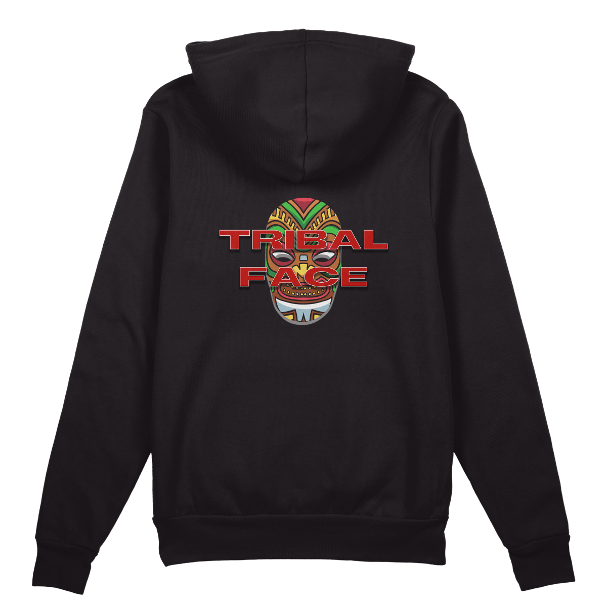 Tribal Face Hoodie - Jet Blackk
