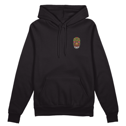Tribal Face Hoodie - Jet Blackk