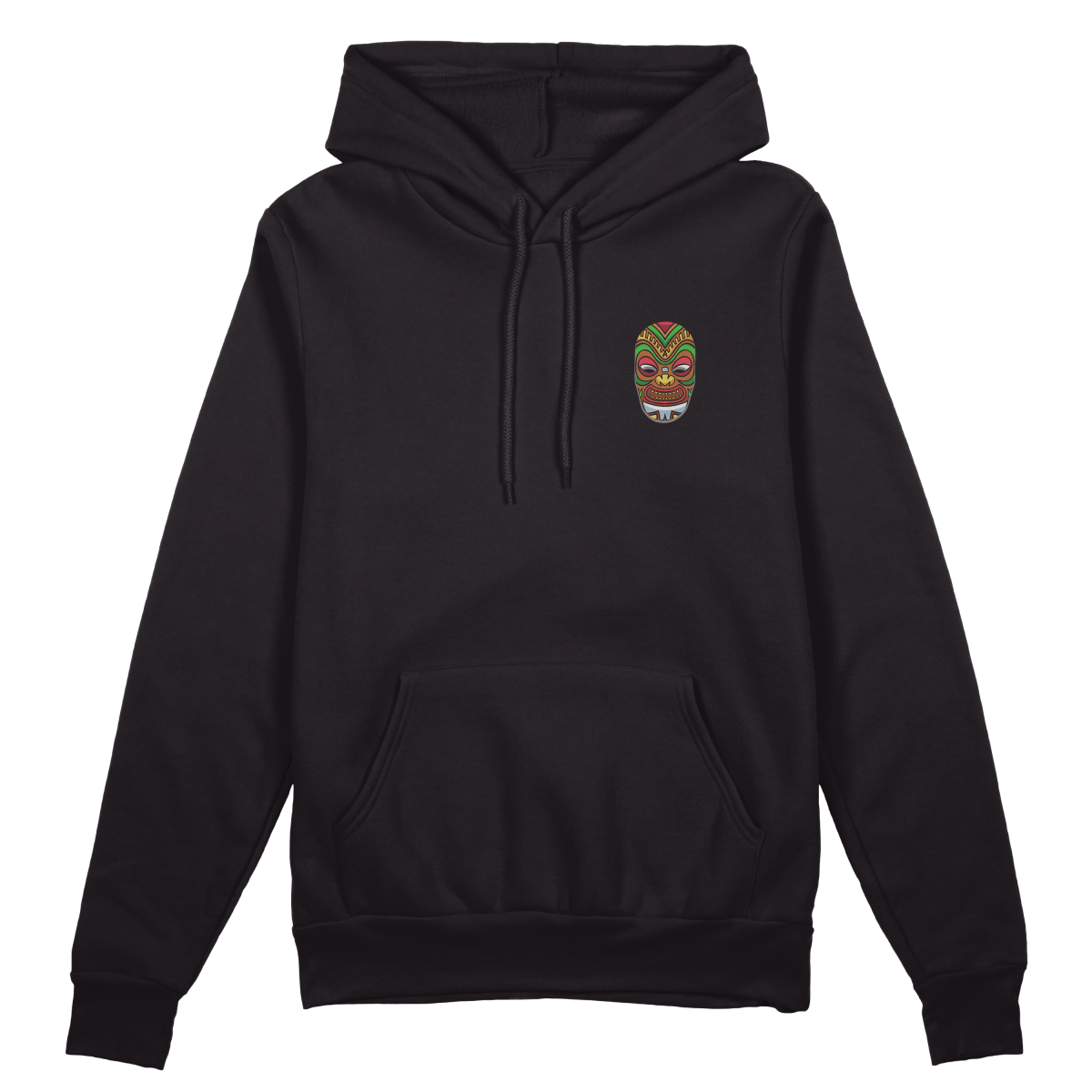Tribal Face Hoodie - Jet Blackk